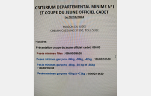 1er Critérium Minimes et coupe du jeune officiel Cadet