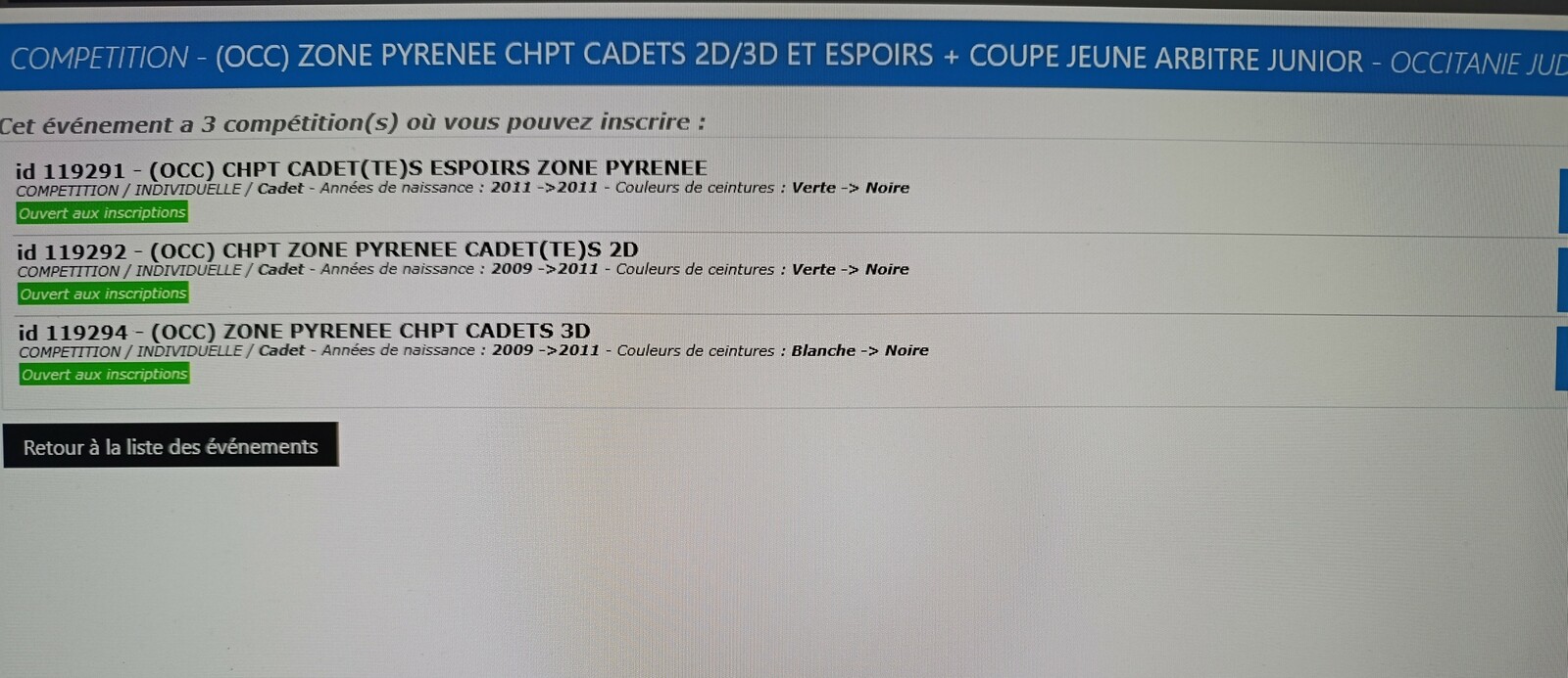 Championnat Zone Cadets 2D, 3D et Espoir Toulouse